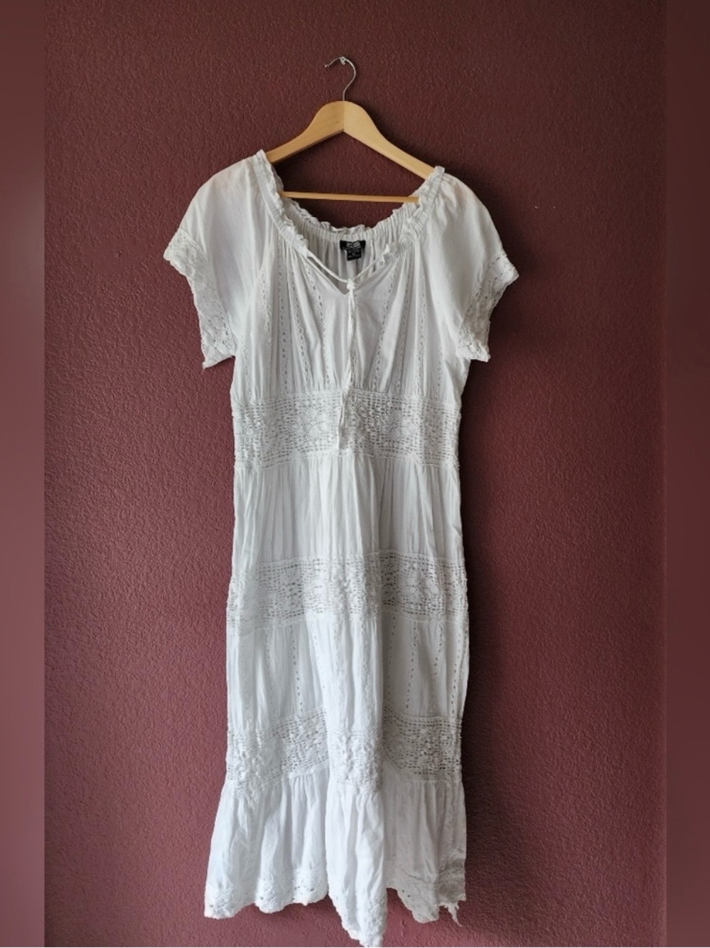 NAOO Smocked Tiered Midi White Dress Size 1X